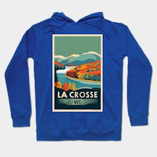 Wisconsin Vintage 1940’s Style Travel Poster-Fall Hoodie